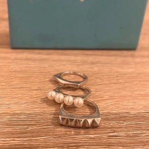 Birks Sterling Silver Tri-pearl Rings